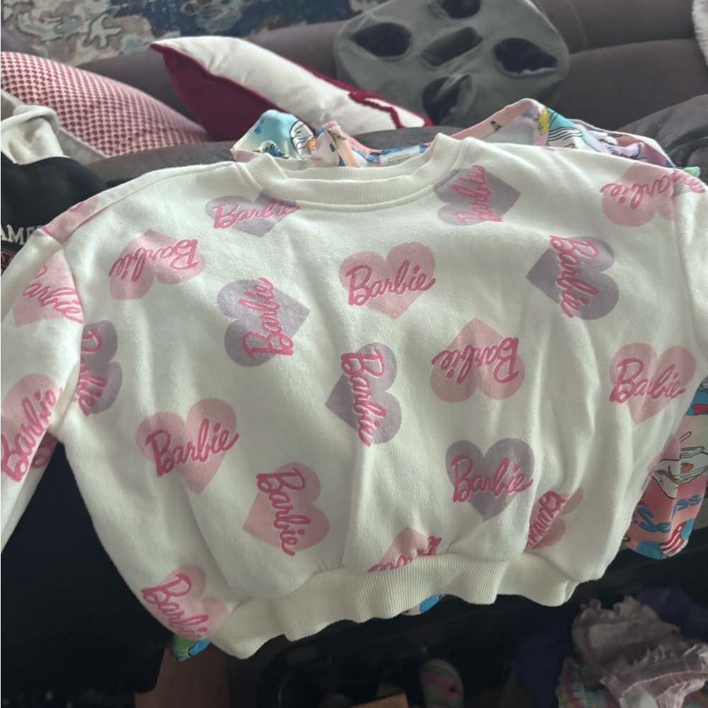 Barbie White and Pink Heart Sweatshirt